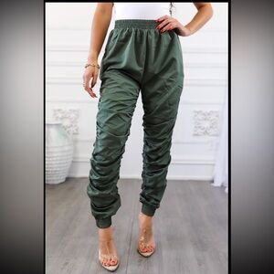 SurelyMine Fit windbreaker Green Ruched Jogger Pants